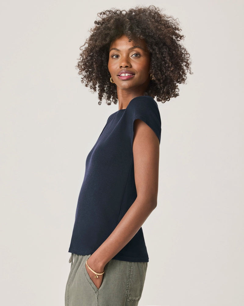 Splendid Faye Crewneck Tee in Navy RS0K350