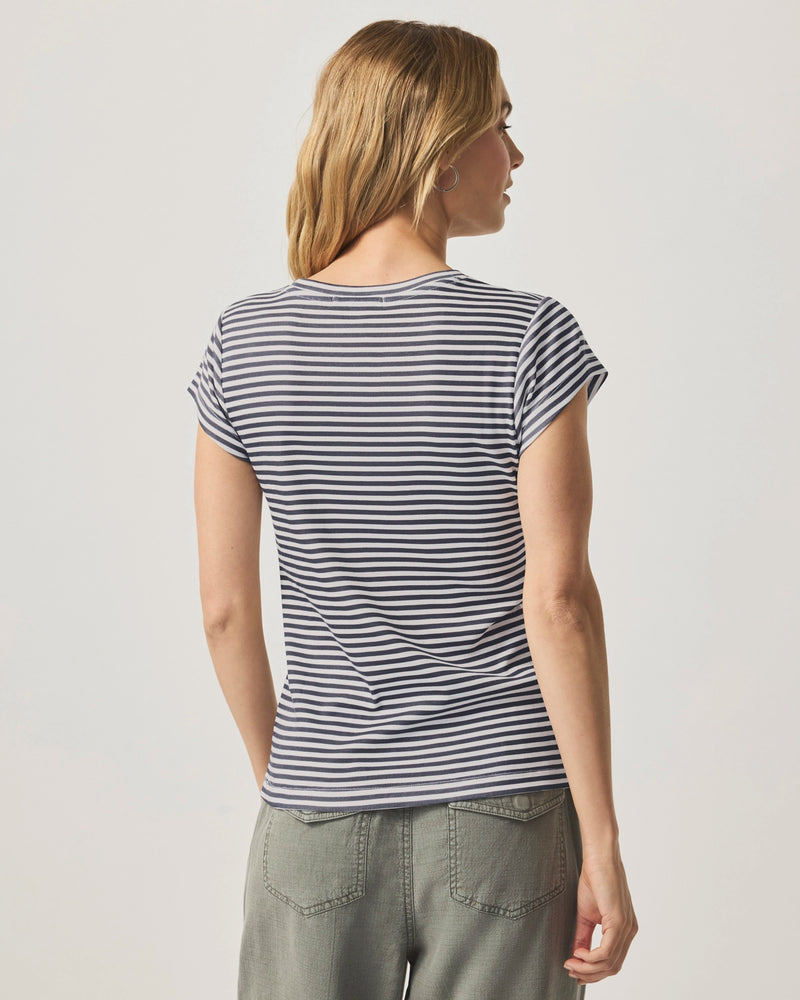 Splendid Faye Crewneck Stripe Tee in Navy/White RS0K351