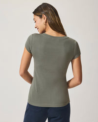 Splendid Faye V Neck Tee in Soft Vob RS3K460