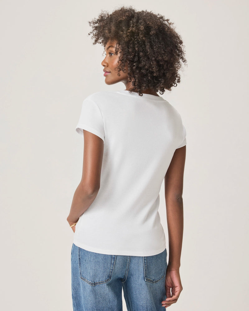Splendid Faye V Neck Tee in White RS3K460
