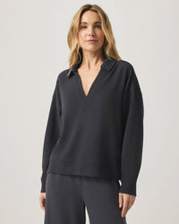 Splendid Waffle Scuba Polo Sweatshirt RS5K620