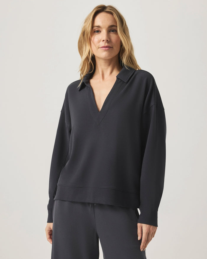 Splendid Waffle Scuba Polo Sweatshirt RS5K620 - Pre-Order April Delivery