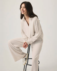 Splendid Waffle Scuba Polo Sweatshirt RS5K620