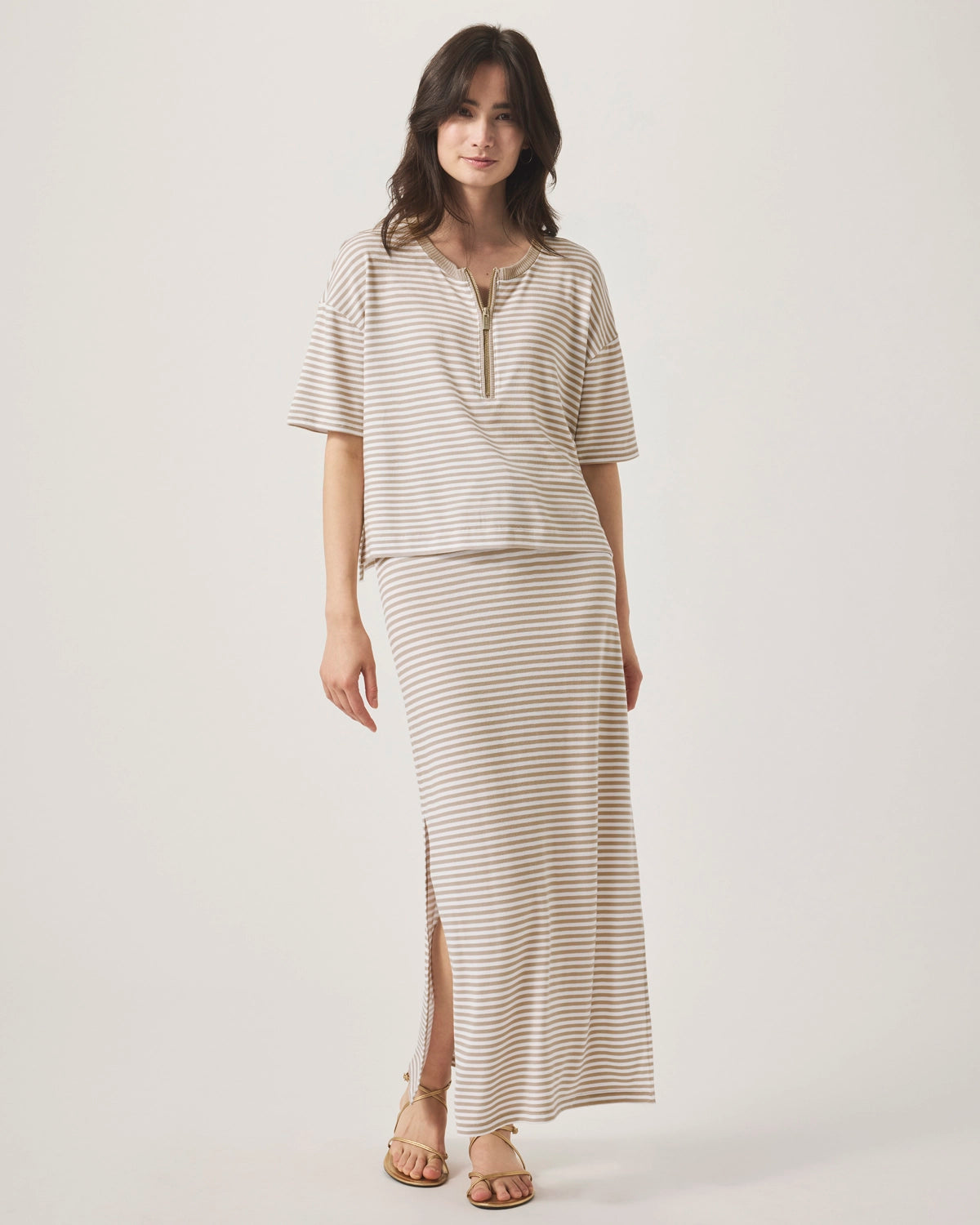 Splendid Brooke Stripe SS Top in Fawn Stripe RS5K630