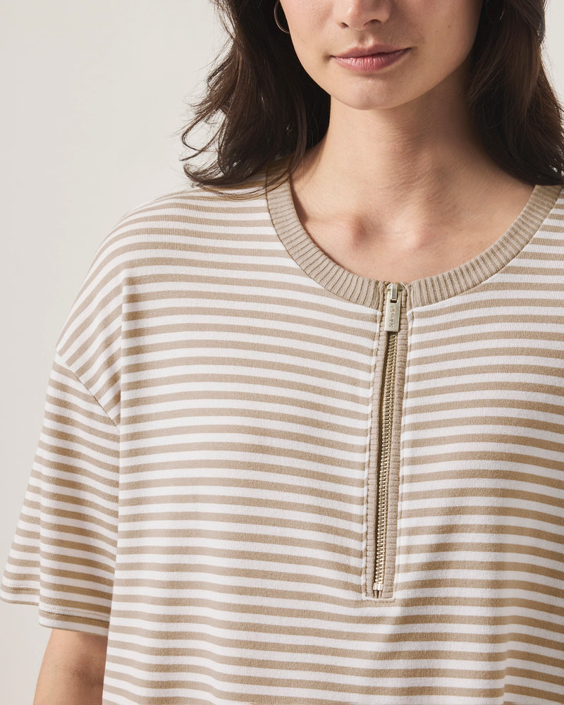 Splendid Brooke Stripe SS Top in Fawn Stripe RS5K630