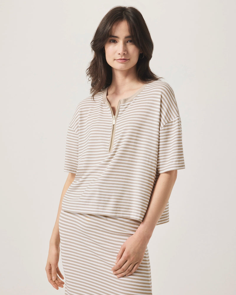 Splendid Brooke Stripe SS Top in Fawn Stripe RS5K630