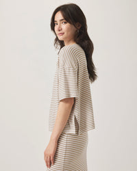 Splendid Brooke Stripe SS Top in Fawn Stripe RS5K630