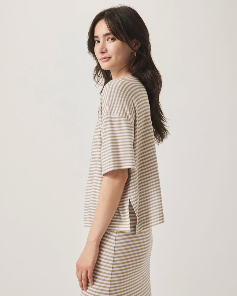 Splendid Brooke Stripe SS Top in Fawn Stripe RS5K630