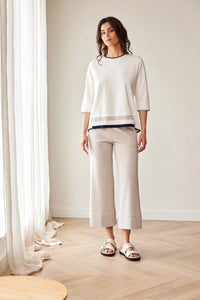 Peruzzi Rib Front Top in Ecru S26111