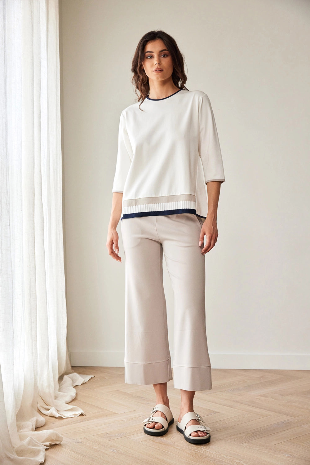 Peruzzi Rib Front Top in Ecru S26111