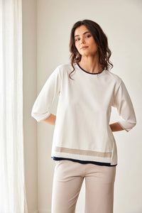 Peruzzi Rib Front Top in Ecru S26111