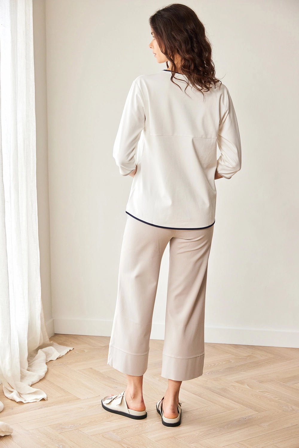 Peruzzi Rib Front Top in Ecru S26111