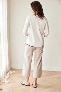 Peruzzi Rib Front Top in Ecru S26111