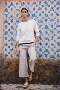 Peruzzi Rib Front Top in Ecru S26111