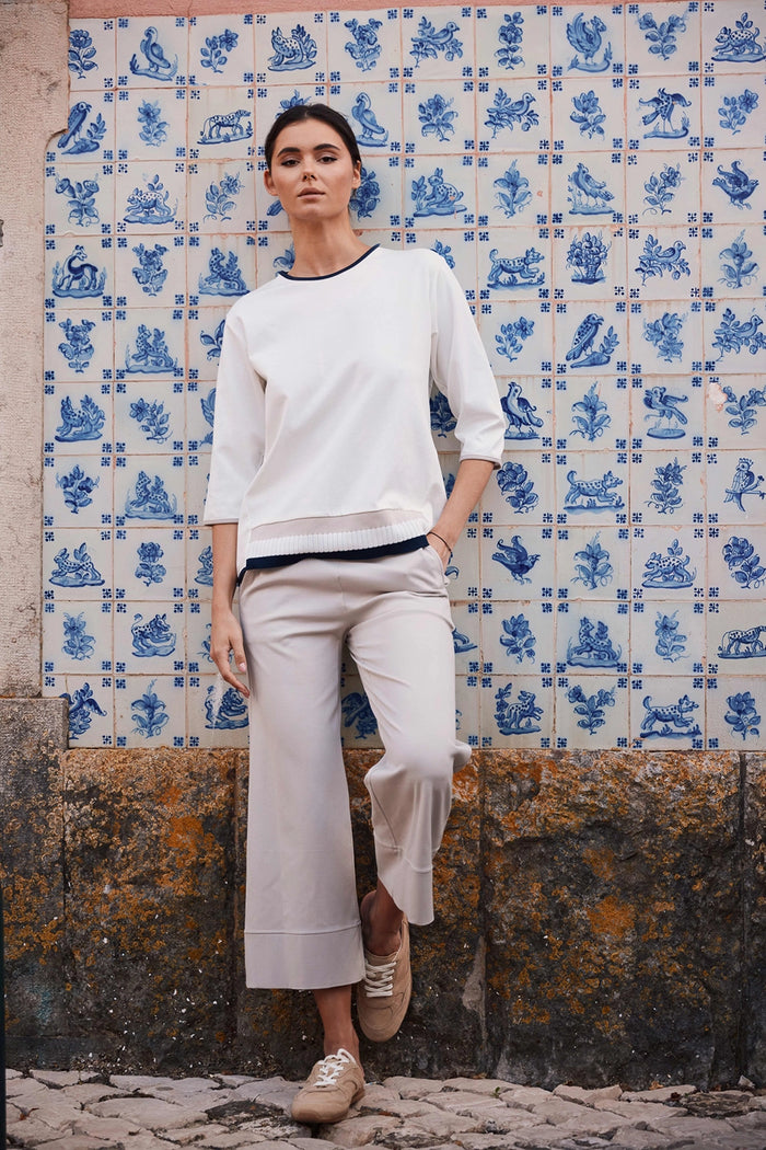 Peruzzi Rib Front Top in Ecru S26111