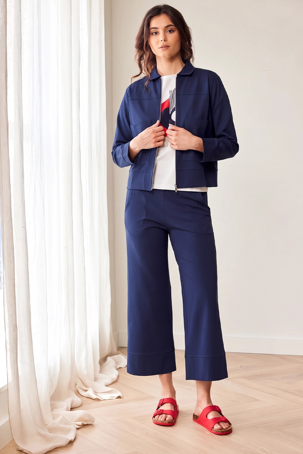 Peruzzi Zip Short Jacket in Navy S26112