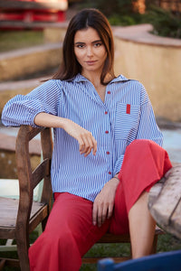 Peruzzi Stripe Shirt in Navy/White S26126