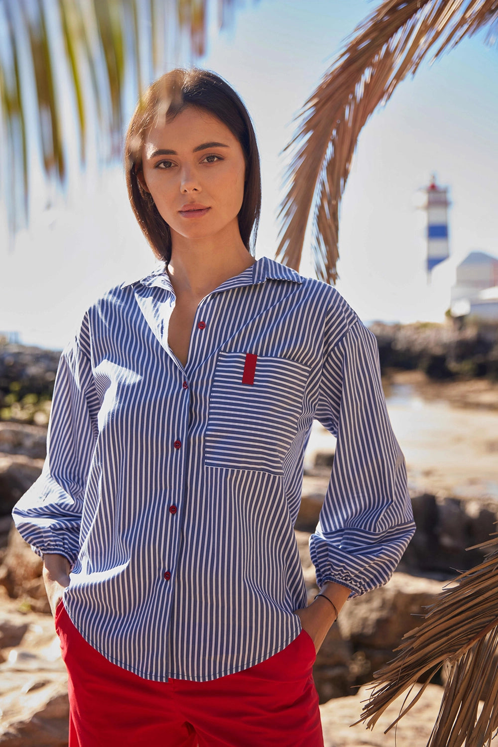 Peruzzi Stripe Shirt in Navy/White S26126