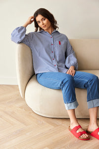 Peruzzi Stripe Shirt in Navy/White S26126