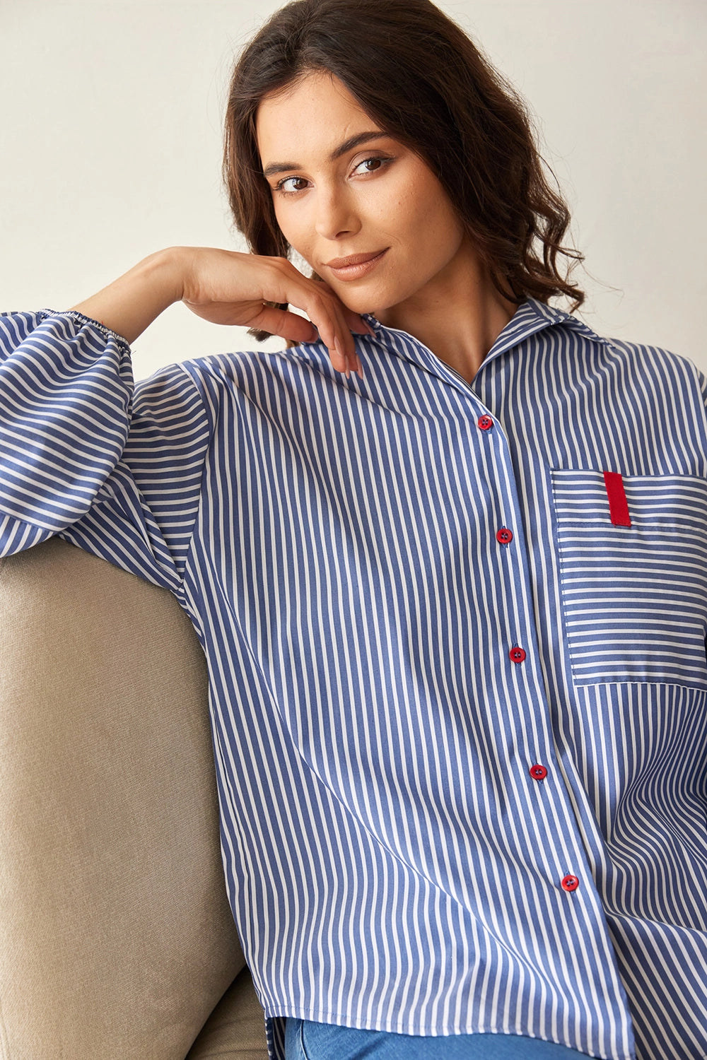 Peruzzi Stripe Shirt in Navy/White S26126