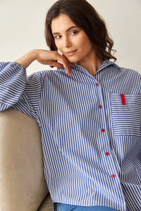 Peruzzi Stripe Shirt in Navy/White S26126