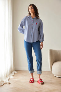 Peruzzi Stripe Shirt in Navy/White S26126