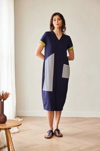 Peruzzi Stripe Dress in Navy S26143