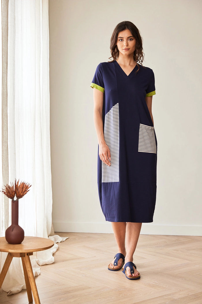Peruzzi Stripe Dress in Navy S26143