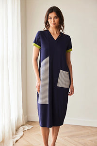 Peruzzi Stripe Dress in Navy S26143