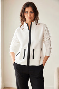 Peruzzi Contrast Pocket Jacket in Ecru/Black S26174