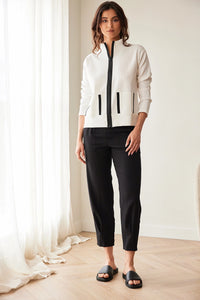 Peruzzi Contrast Pocket Jacket in Ecru/Black S26174