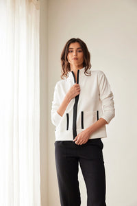 Peruzzi Contrast Pocket Jacket in Ecru/Black S26174