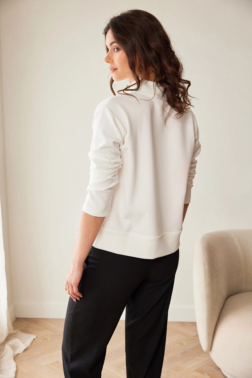Peruzzi Contrast Pocket Jacket in Ecru/Black S26174