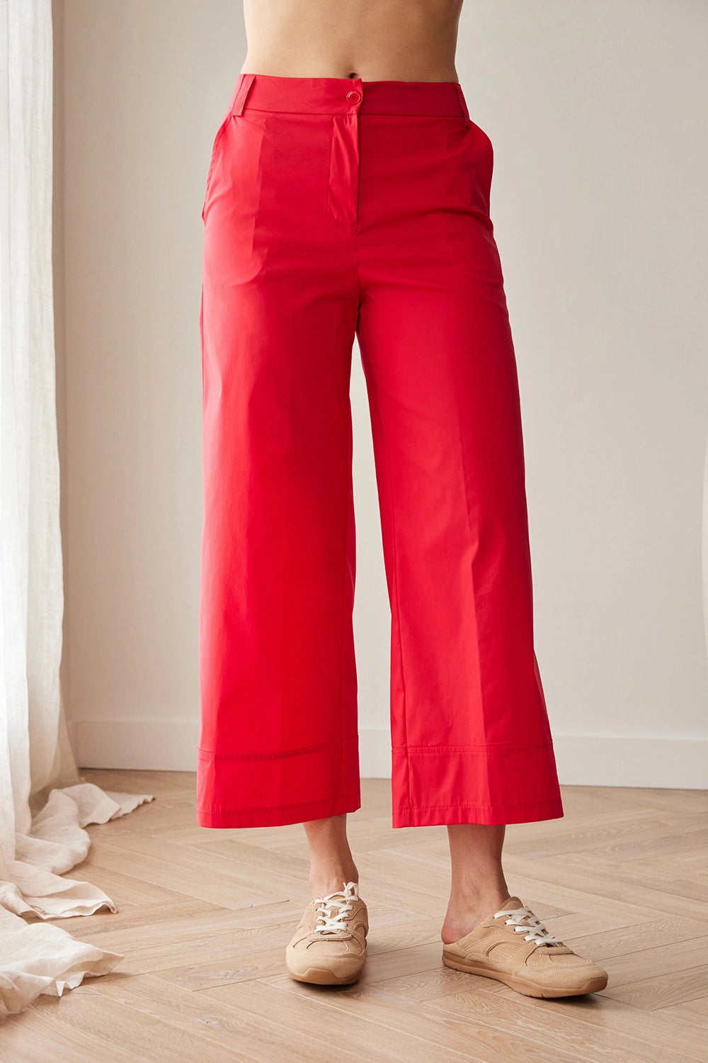 Peruzzi Cotton Hem Trouser in Red S26198