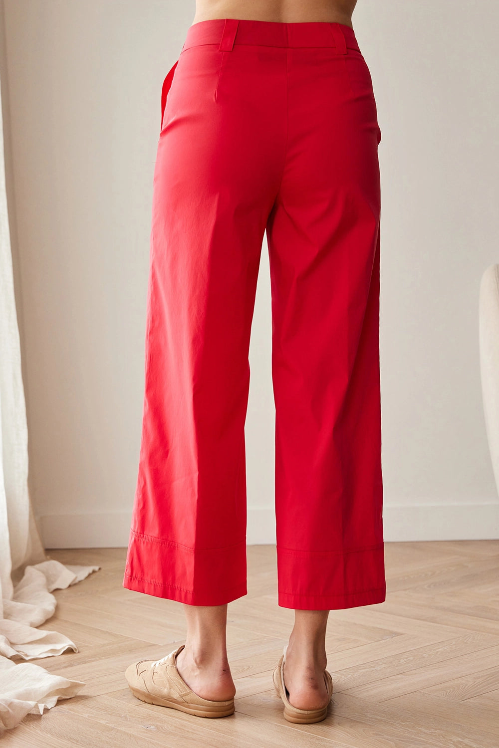 Peruzzi Cotton Hem Trouser in Red S26198