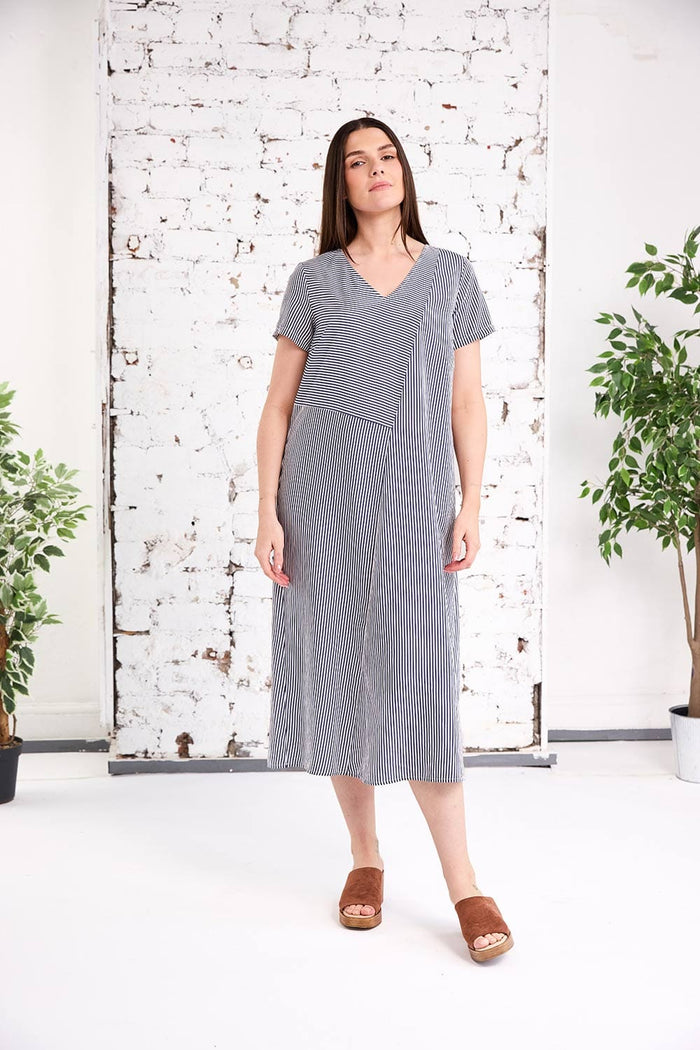 Peruzzi Stripe Dress in Blue/White S26200