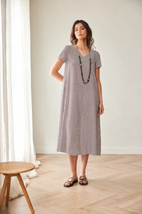 Peruzzi Stripe Dress in Brown/Ecru S26200