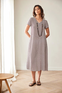 Peruzzi Stripe Dress in Brown/Ecru S26200