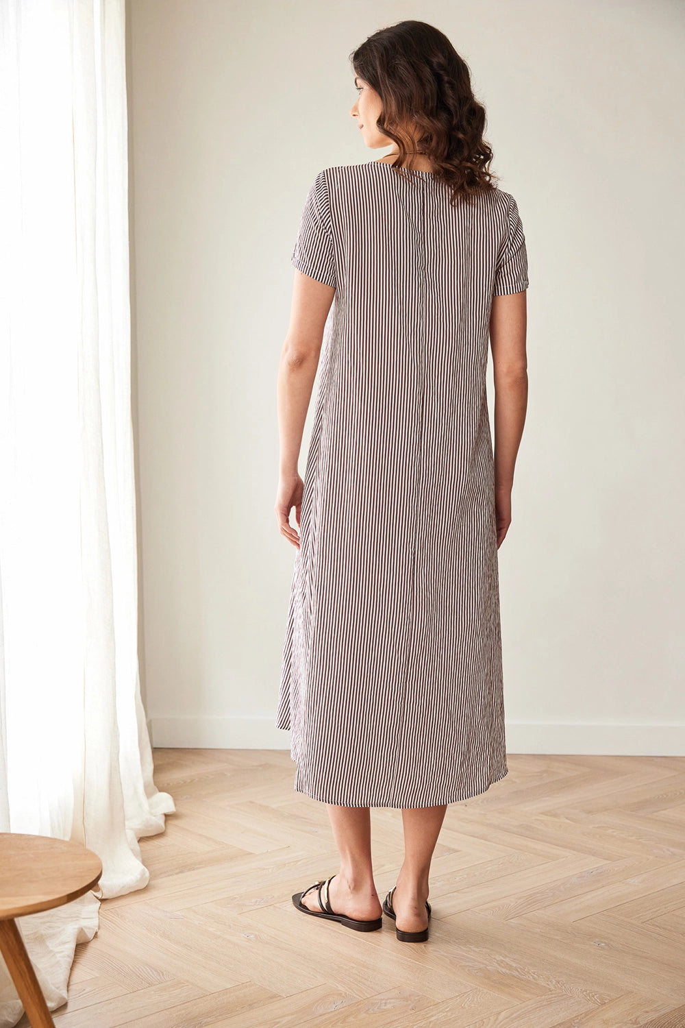 Peruzzi Stripe Dress in Brown/Ecru S26200