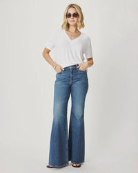 Splendid Kacey Bamboo V Neck SS Tee in White RM4K422