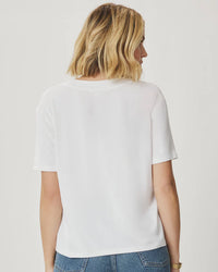 Splendid Kacey Bamboo V Neck SS Tee in White RM4K422