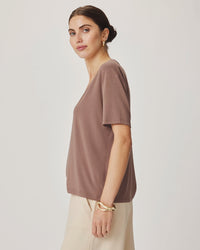 Splendid Kacey Bamboo V Neck SS Tee in Wicker RM4K422