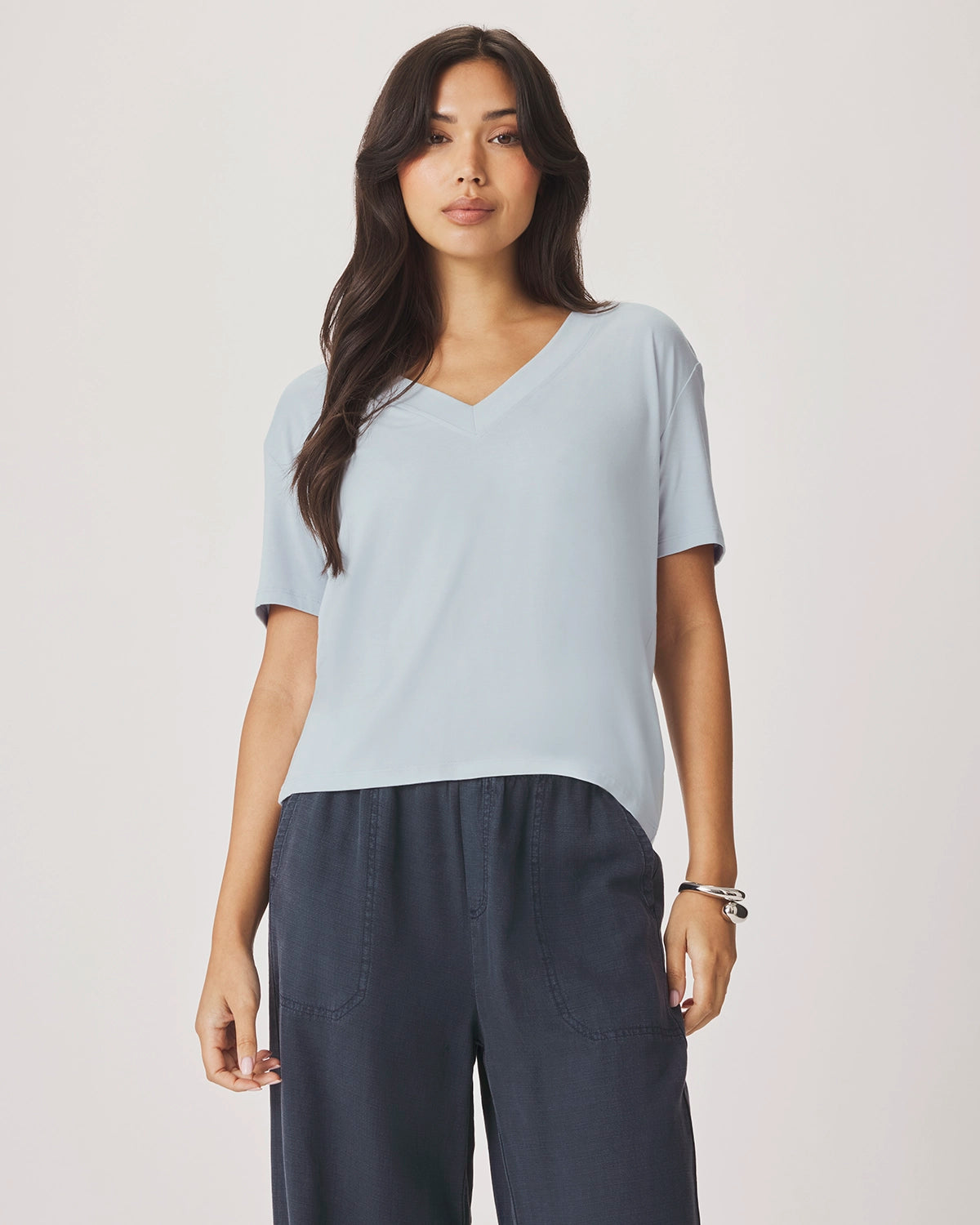 Splendid Kacey Bamboo V Neck SS Tee in Country Air RM4K422