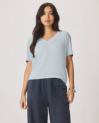 Splendid Kacey Bamboo V Neck SS Tee in Country Air RM4K422