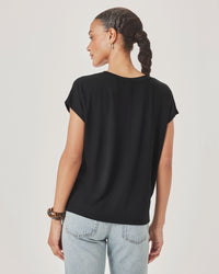 Splendid Amaya V Neck Top in Black RS6K350