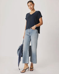 Splendid Amaya V Neck Top in Mood Indigo RS6K350