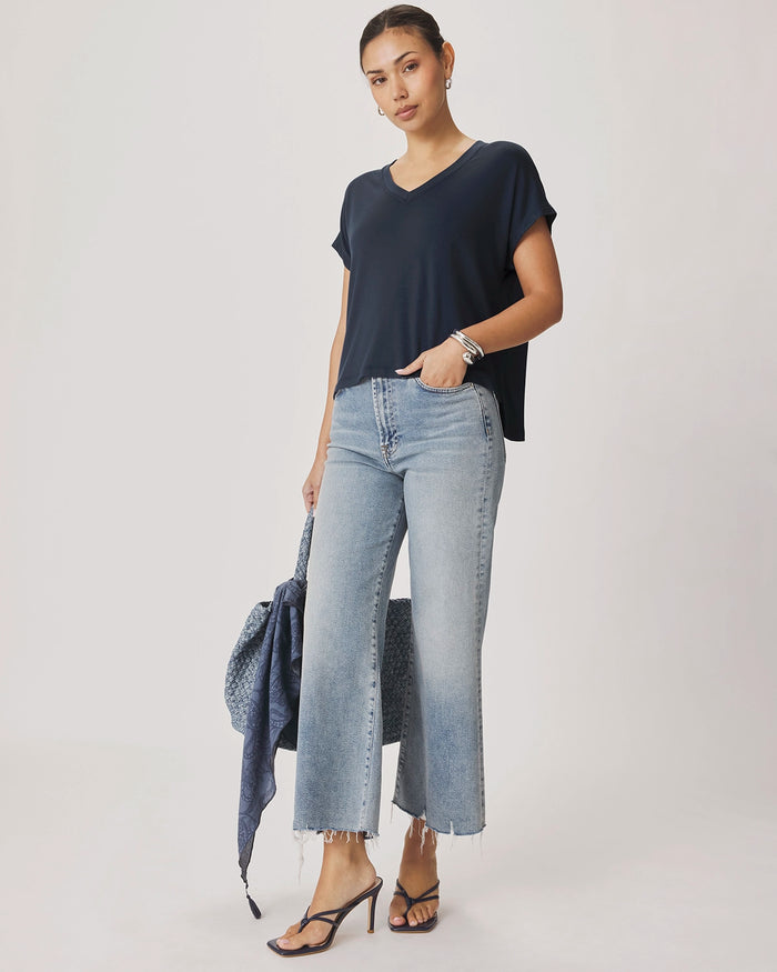 Splendid Amaya V Neck Top in Mood Indigo RS6K350