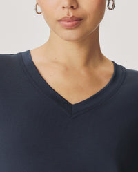 Splendid Amaya V Neck Top in Mood Indigo RS6K350