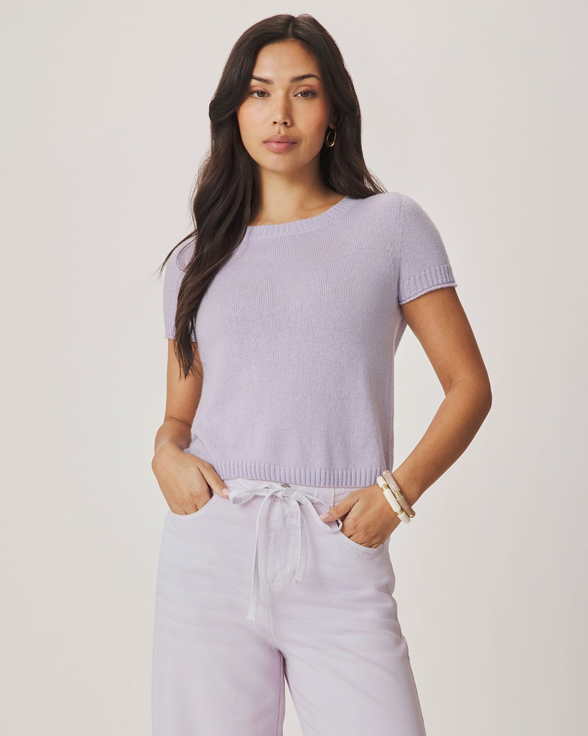 Splendid Emerson Short Sleeve Sweater in Lavender RS6S270