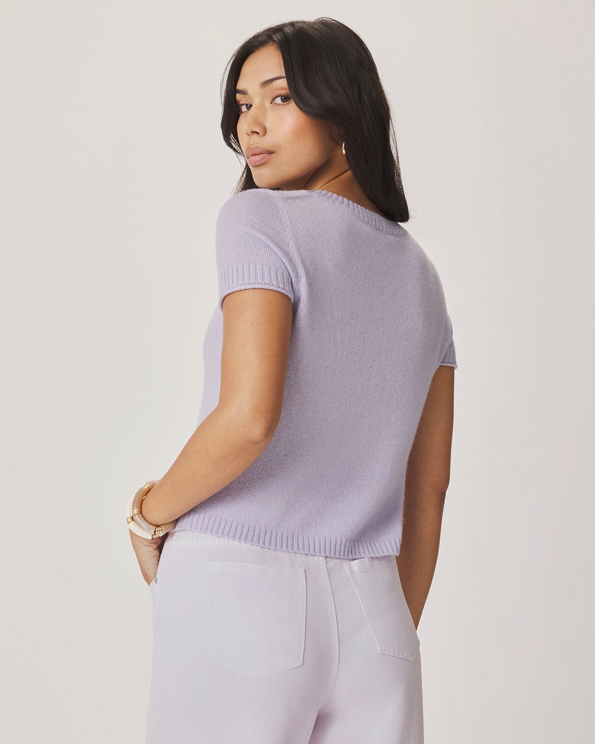 Splendid Emerson Short Sleeve Sweater in Lavender RS6S270